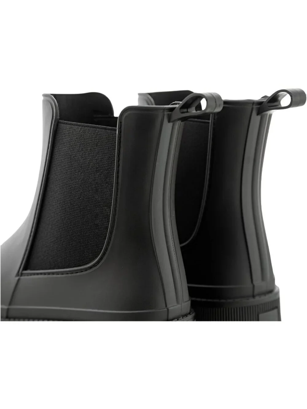 Women's Black Rubber Short Chelsea Waterproof Rain Boots For Ladies